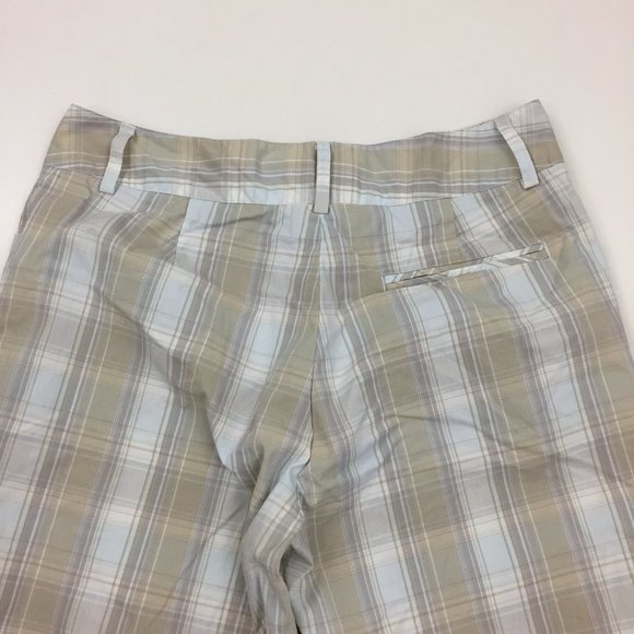 BUGATCHI Multi Color Plaid Gold Logo Button Bermuda Shorts/Cropped Pants - Picture 6 of 8